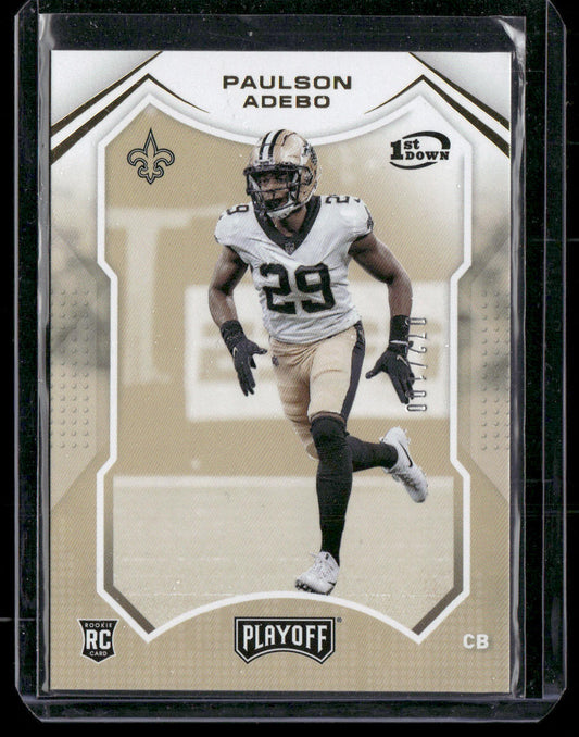Paulson Adebo 2021 Panini Playoff 1st Down #274 SN,RC New Orleans Saints