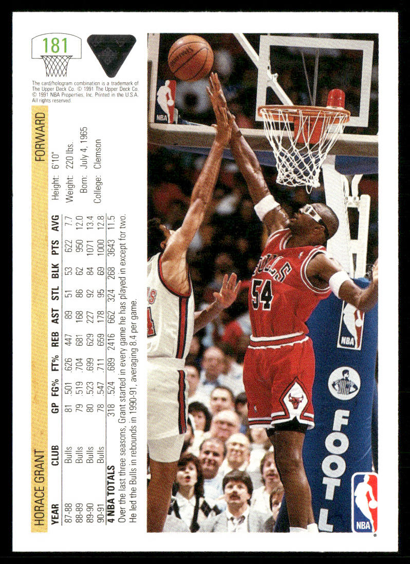 Horace Grant 1991-92 Upper Deck #181b Chicago Bulls