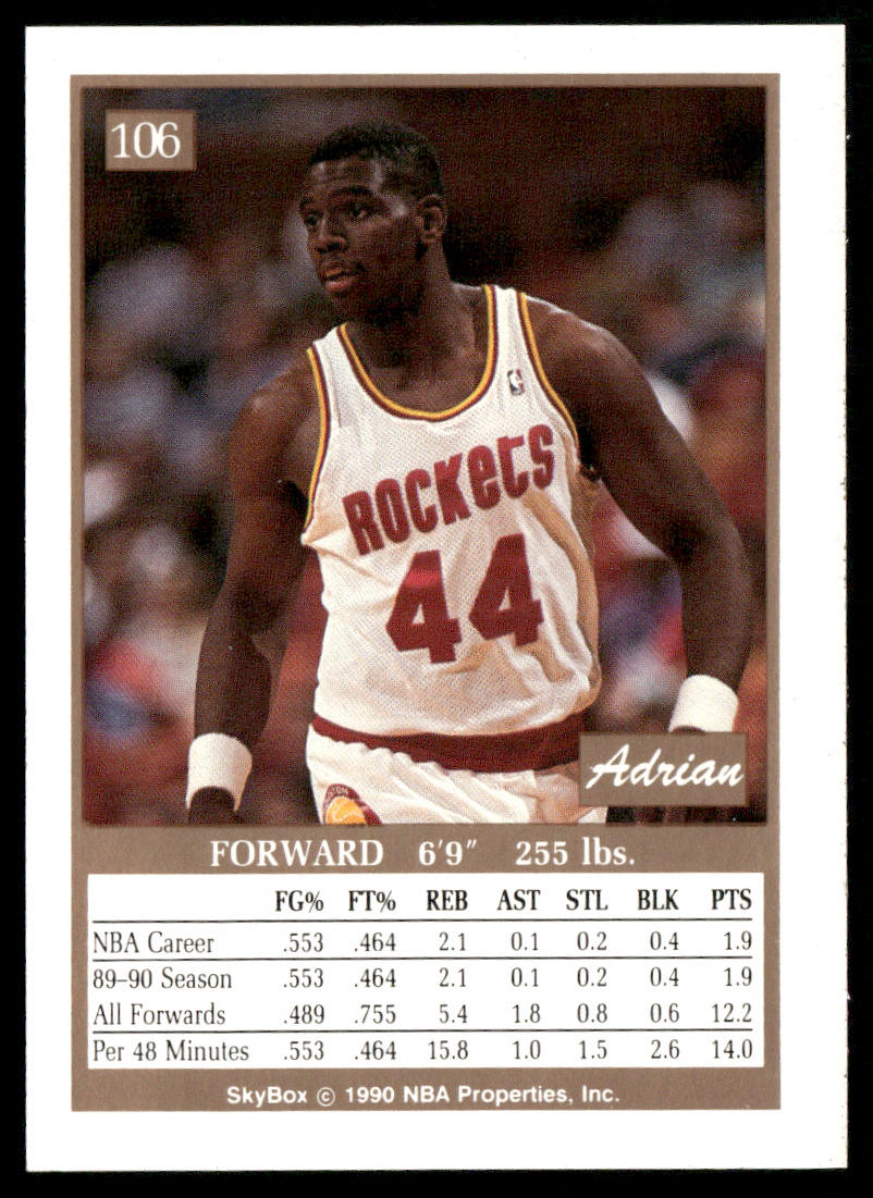 Adrian Caldwell 1990-91 SkyBox #106 RC Houston Rockets