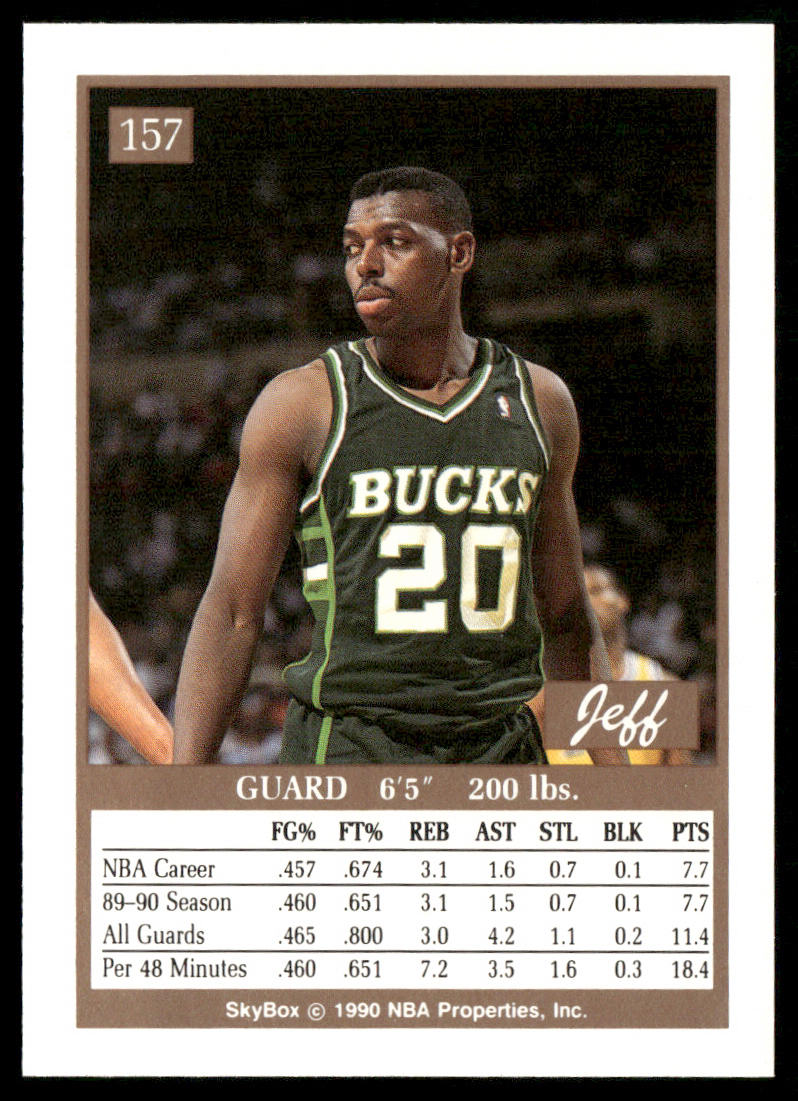 Jeff Grayer 1990-91 SkyBox #157 RC Milwaukee Bucks