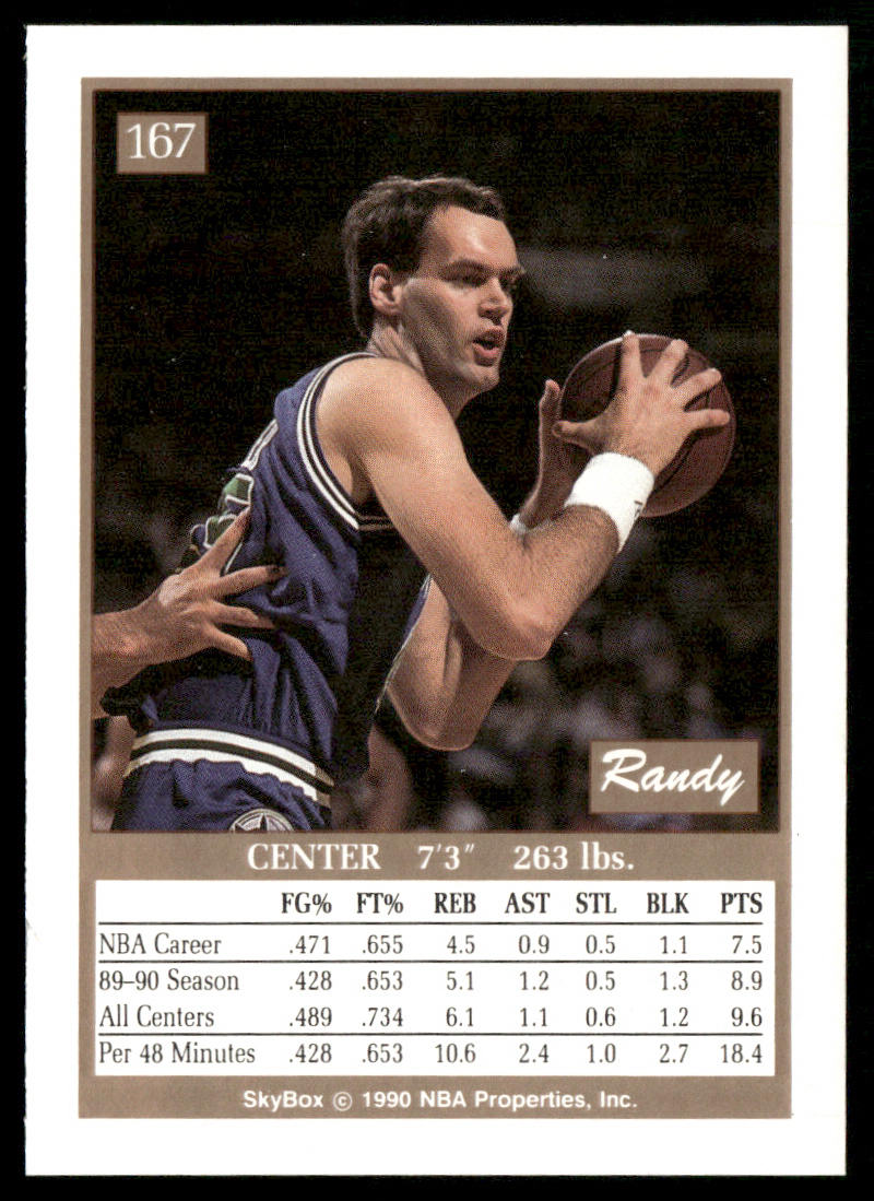 Randy Breuer 1990-91 SkyBox #167 Minnesota Timberwolves