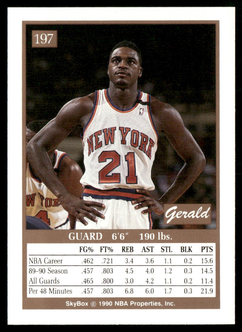Gerald Wilkins 1990-91 SkyBox #197 New York Knicks
