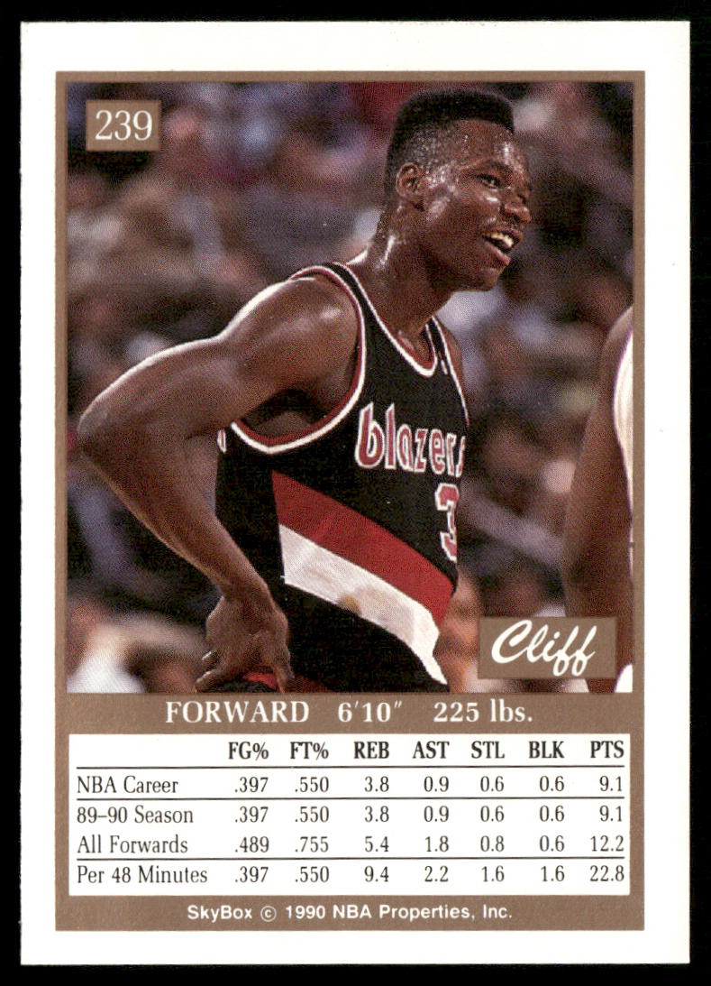 Cliff Robinson 1990-91 SkyBox #239 RC Portland Trail Blazers
