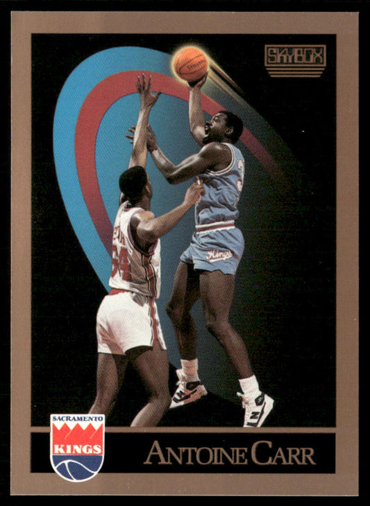 Antoine Carr 1990-91 SkyBox #244b Wearing Kings jersey on back Sacramento Kings