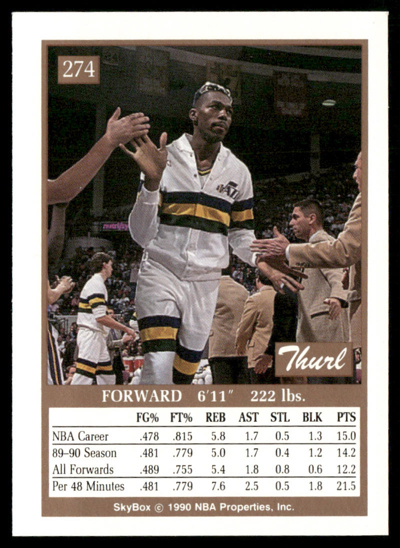 Thurl Bailey 1990-91 SkyBox #274 Utah Jazz
