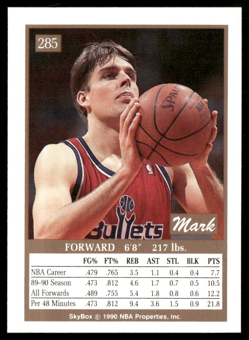 Mark Alarie 1990-91 SkyBox #285 Washington Bullets