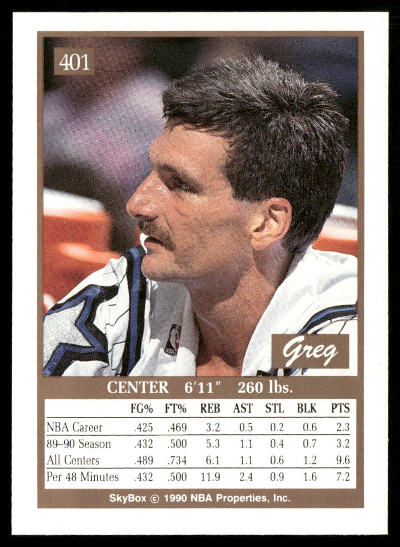Greg Kite 1990-91 SkyBox #401 Orlando Magic