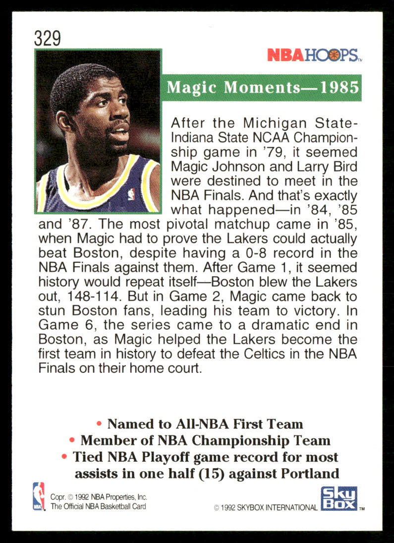 Magic Johnson 1992-93 Hoops #329 Los Angeles Lakers