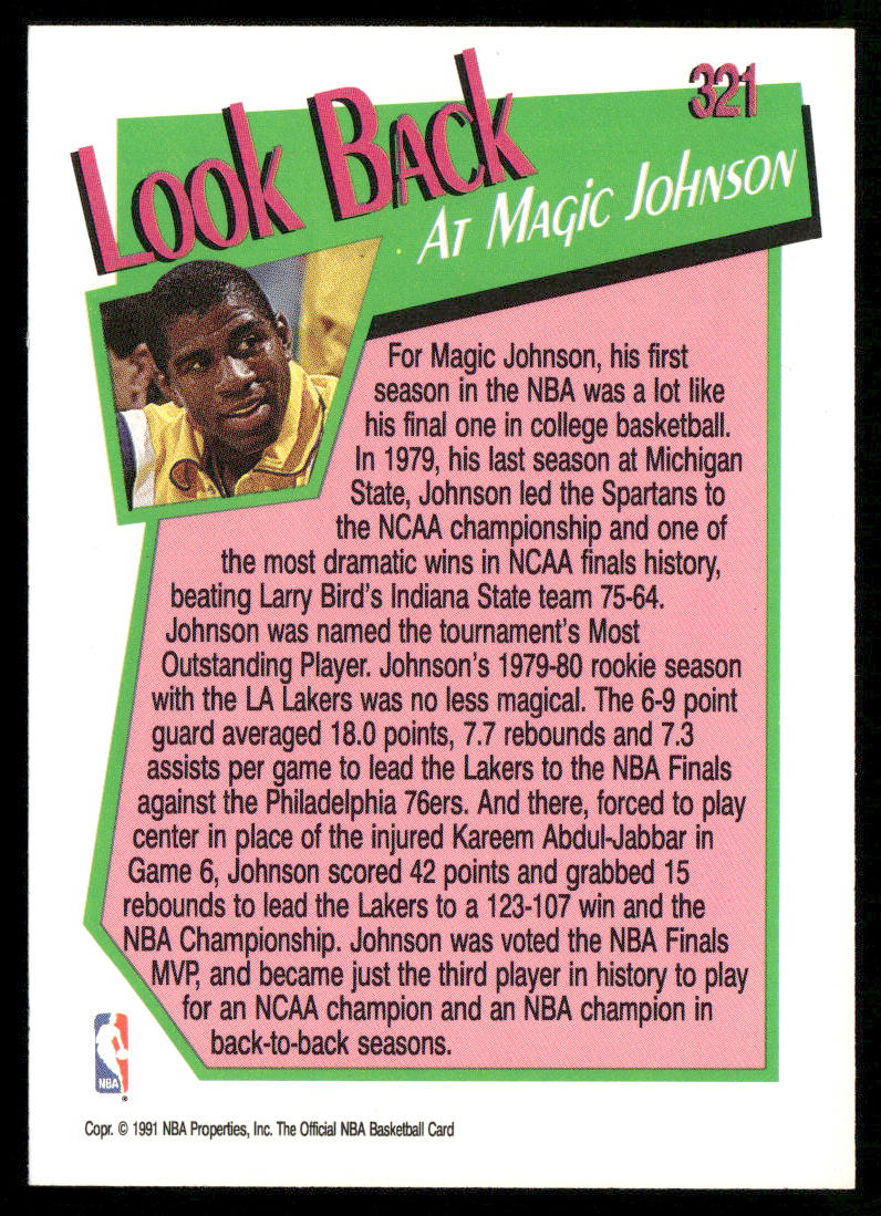 Magic Johnson 1991-92 Hoops #319b Los Angeles Lakers