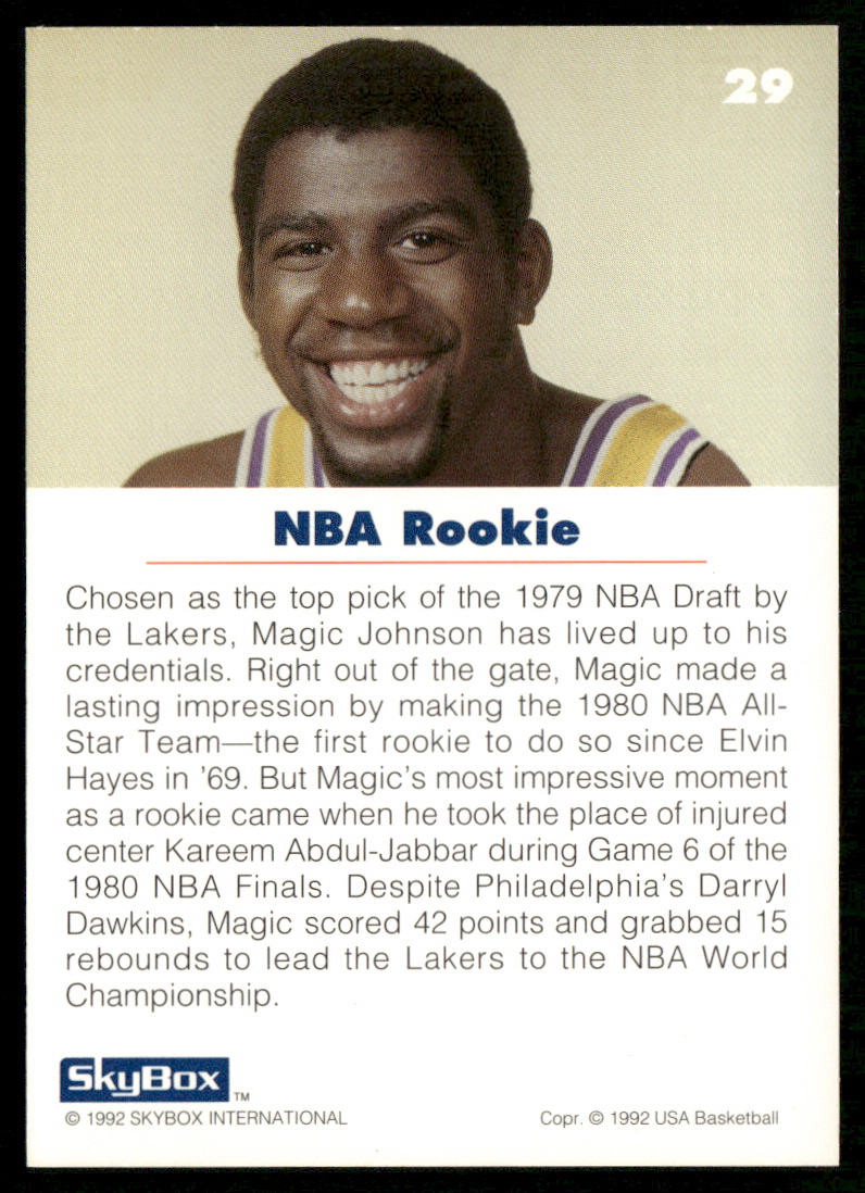 Earvin "Magic" Johnson 1992 SkyBox USA #29 USA