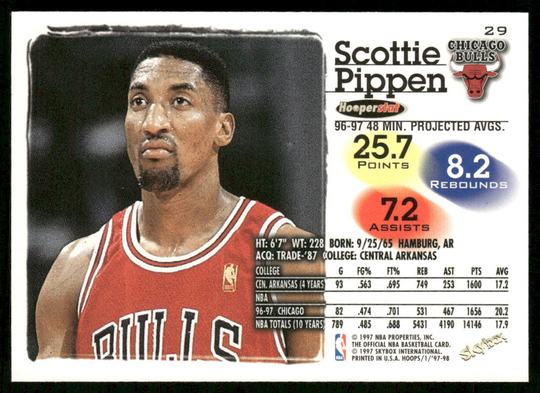 Scottie Pippen 1997-98 Hoops #29 Chicago Bulls