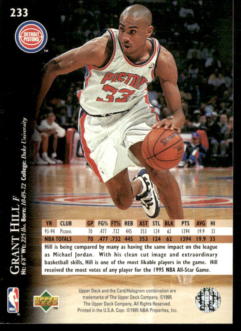 Grant Hill 1995-96 Upper Deck Electric Court #233 Detroit Pistons