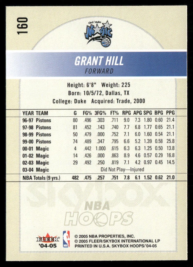 Grant Hill 2004-05 Hoops #160 Orlando Magic