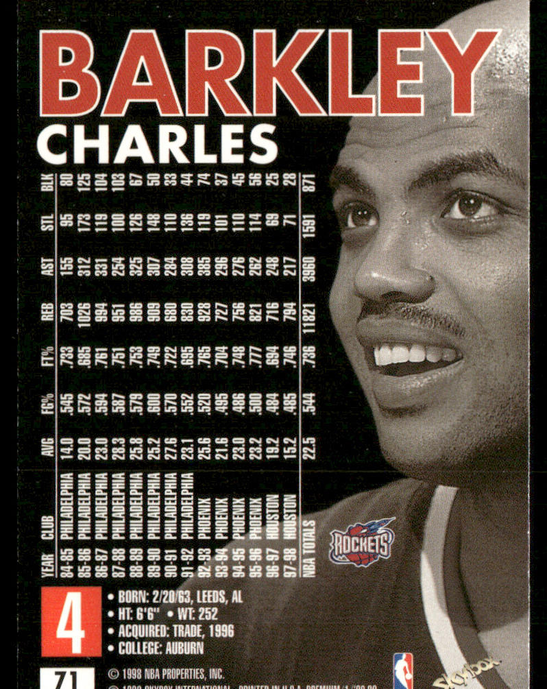 Charles Barkley 1998-99 SkyBox Premium #71 Houston Rockets