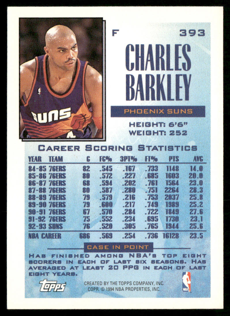 Charles Barkley 1993-94 Topps #393 Phoenix Suns