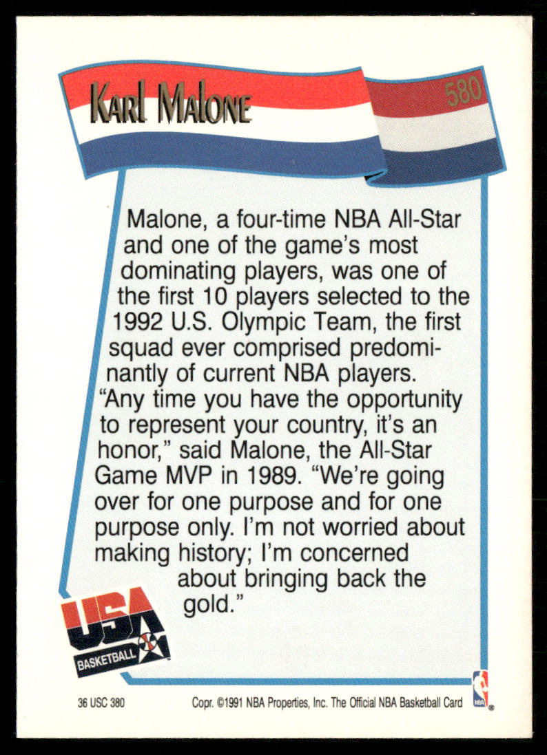 Karl Malone 1991-92 Hoops #580 USA