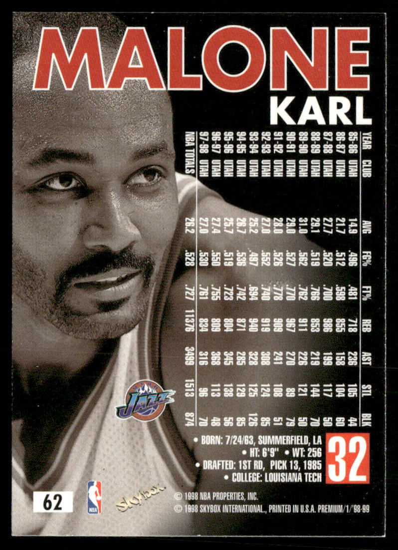 Karl Malone 1998-99 SkyBox Premium #62 Utah Jazz