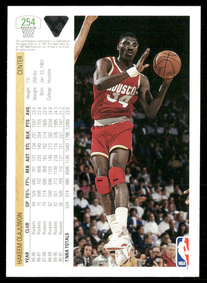 Hakeem Olajuwon 1991-92 Upper Deck #254 Houston Rockets