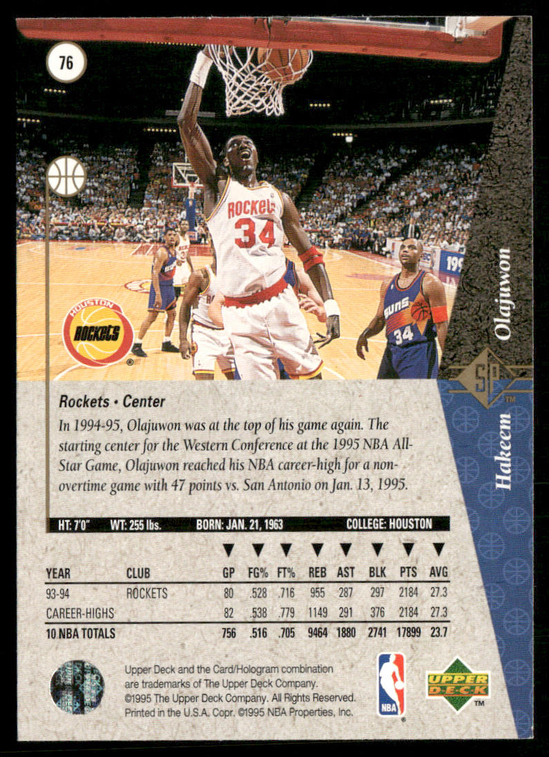 Hakeem Olajuwon 1994-95 SP #76 Houston Rockets