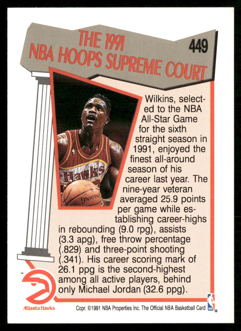 Dominique Wilkins 1991-92 Hoops #449 Atlanta Hawks