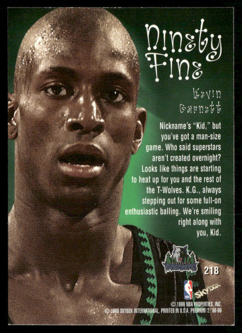 Kevin Garnett 1998-99 SkyBox Premium #218 Minnesota Timberwolves