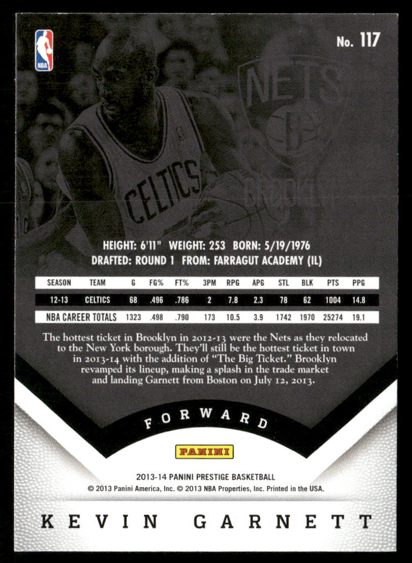 Kevin Garnett 2013-14 Panini Prestige #117 Brooklyn Nets