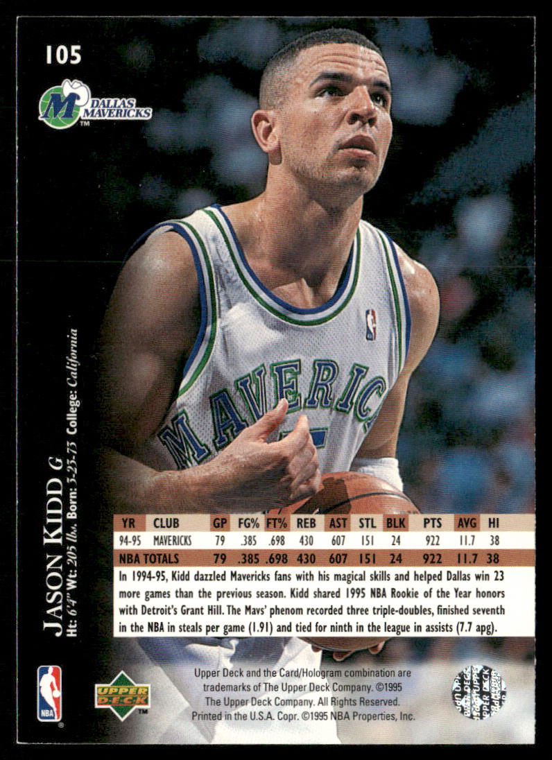 Jason Kidd 1995-96 Upper Deck #105 Dallas Mavericks