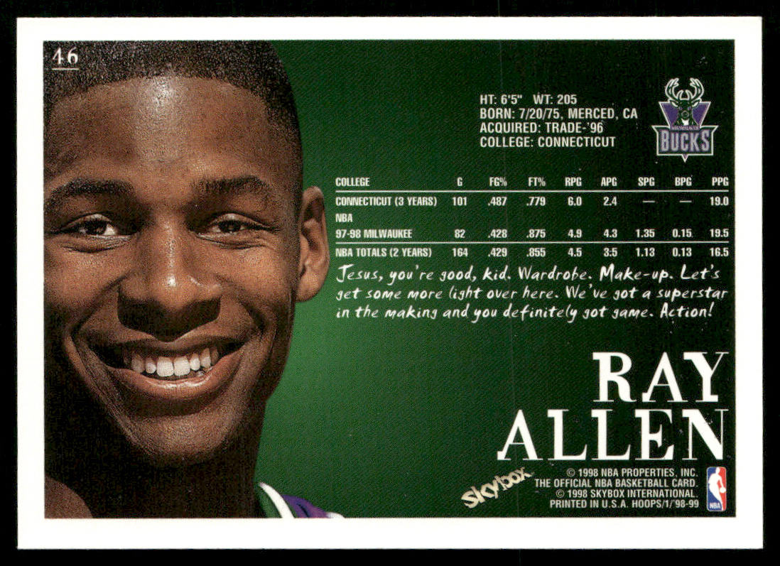 Ray Allen 1998-99 Hoops #46 Milwaukee Bucks