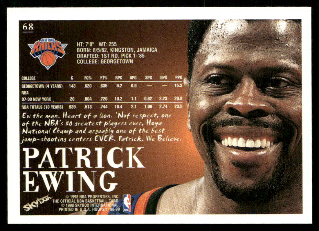 Patrick Ewing 1998-99 Hoops #68 New York Knicks