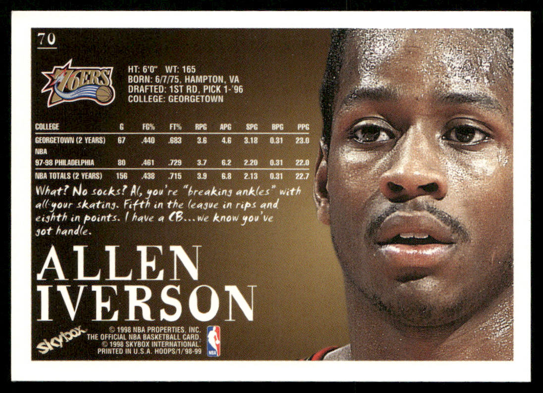 Allen Iverson 1998-99 Hoops #70 Philadelphia 76ers