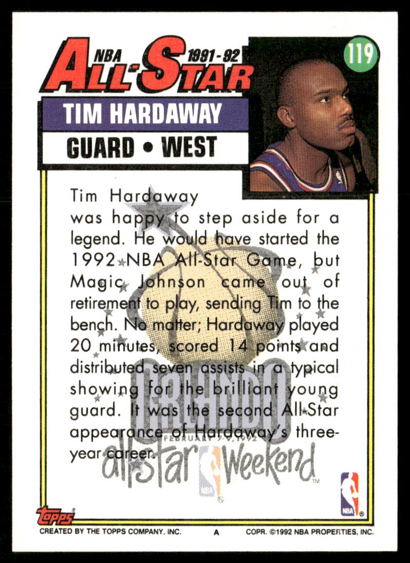 Tim Hardaway 1992-93 Topps #119 Golden State Warriors