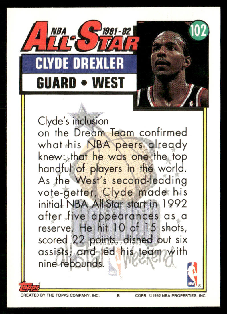 Clyde Drexler 1992-93 Topps #102 Portland Trail Blazers