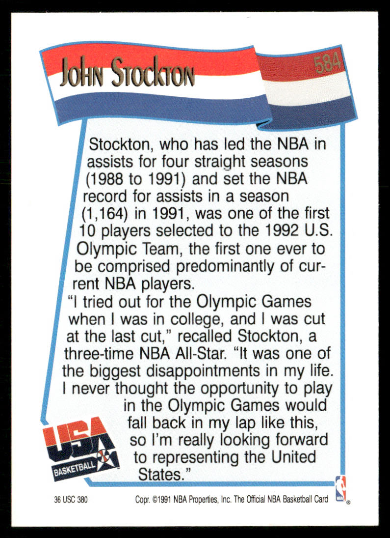 John Stockton 1991-92 Hoops #584 USA