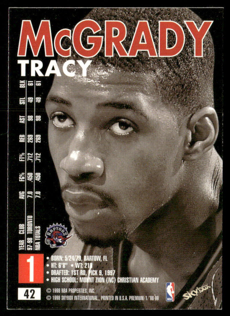 Tracy McGrady 1998-99 SkyBox Premium #42 Toronto Raptors