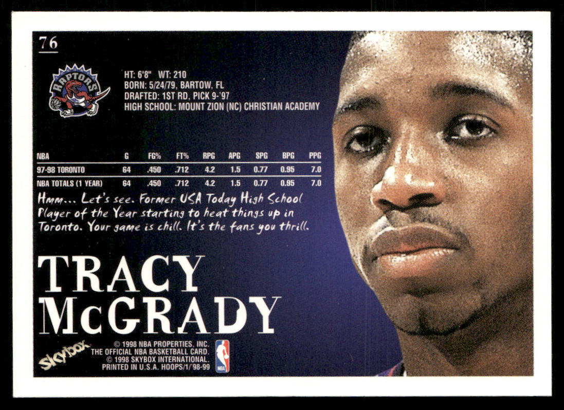Tracy McGrady 1998-99 Hoops #76 Toronto Raptors