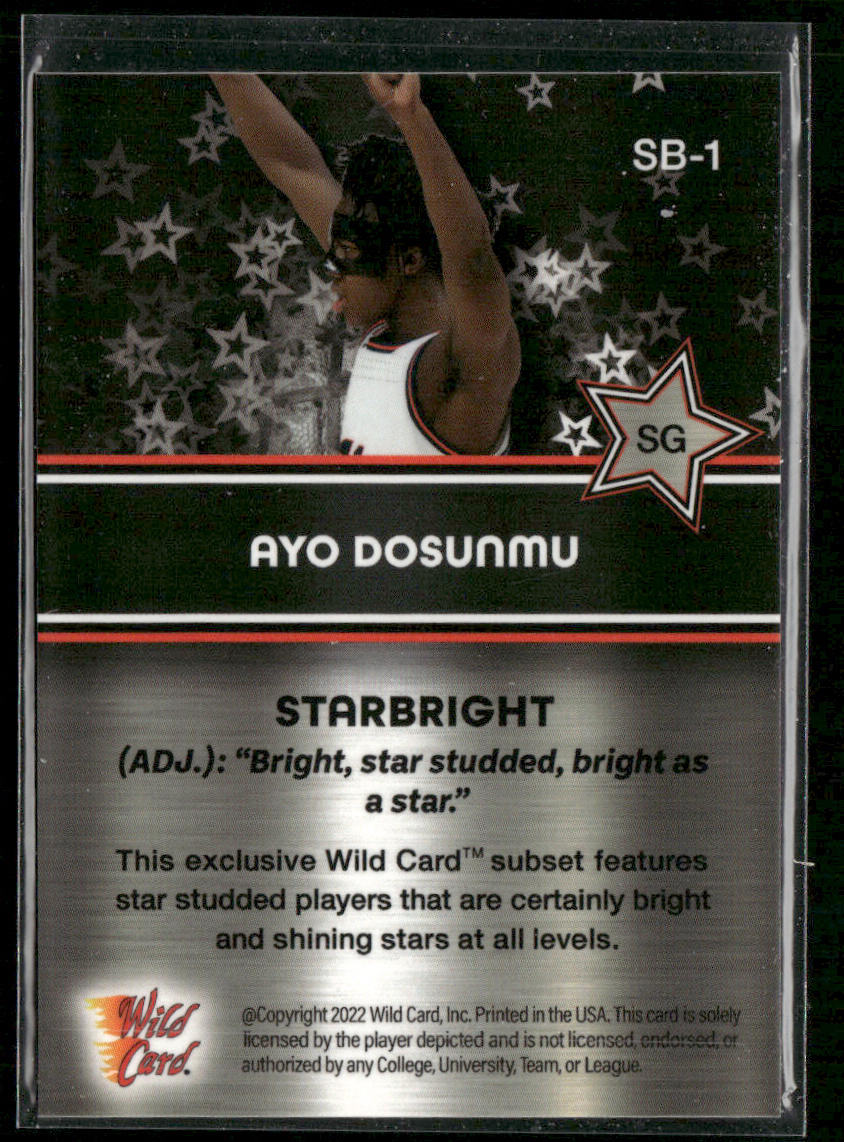 Ayo Dosunmu 2021-22 Wild Card Alumination Starbright Black #SB-1 SN