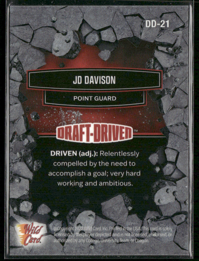 JD Davison 2021-22 Wild Card Alumination Draft-Driven Red #DD-21 Crimson Tide