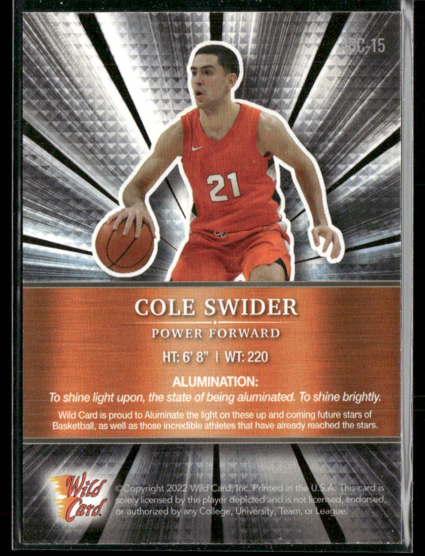 Cole Swider 2021-22 Wild Card Alumination #ABC-15 Syracuse Orange
