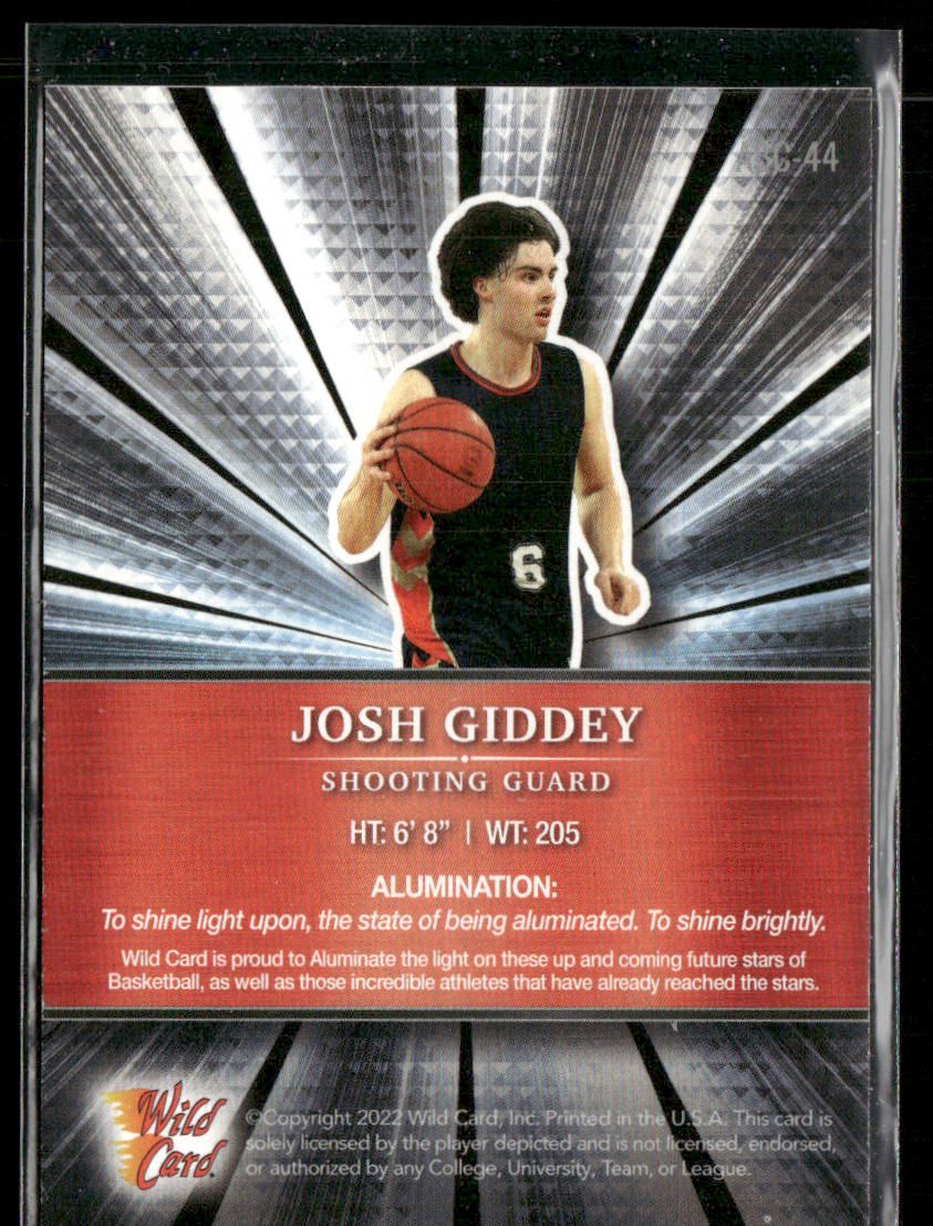 Josh Giddey 2021-22 Wild Card Alumination #ABC-44 Oklahoma City Thunder
