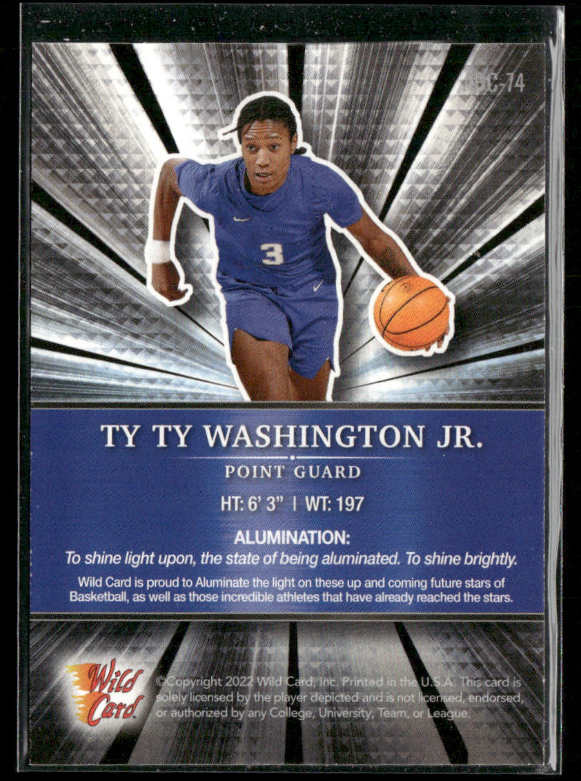 Ty Ty Washington Jr. 2021-22 Wild Card Alumination #ABC-74 Kentucky Wildcats