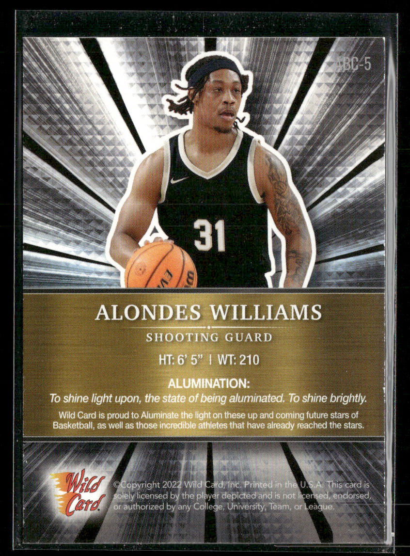 Alondes Williams 2021-22 Wild Card Alumination #ABC-5 Wake Forest Demon Deacons