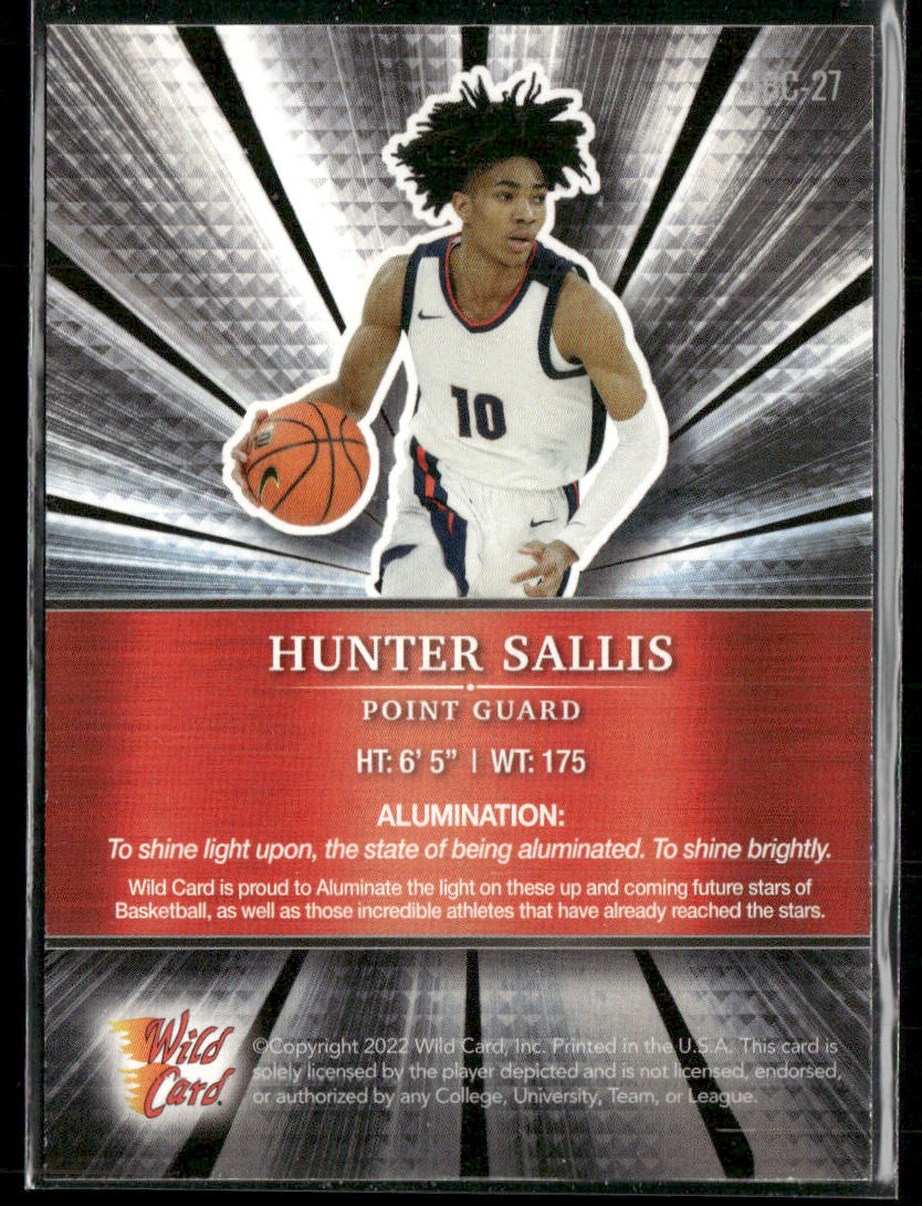 Hunter Sallis 2021-22 Wild Card Alumination #ABC-27 Gonzaga Bulldogs