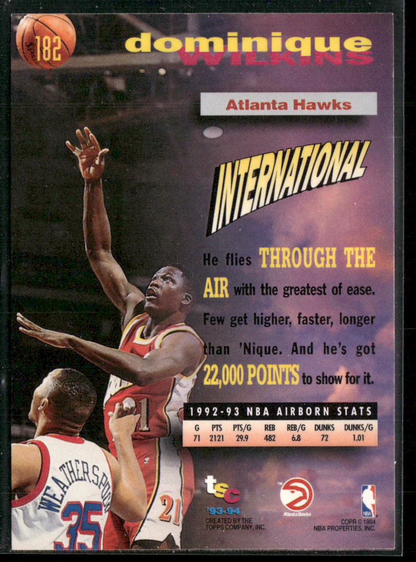 Dominique Wilkins 1993-94 Stadium Club #182 Atlanta Hawks