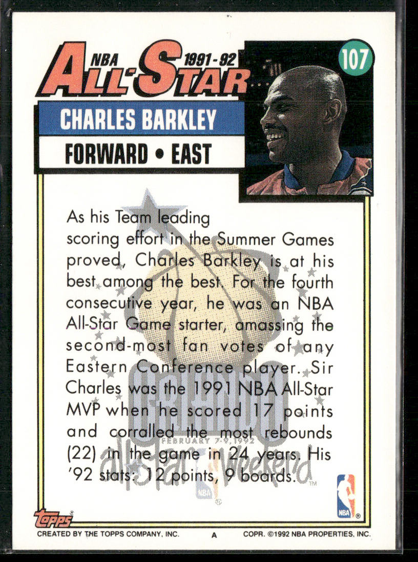 Charles Barkley 1992-93 Topps #107 Philadelphia 76ers