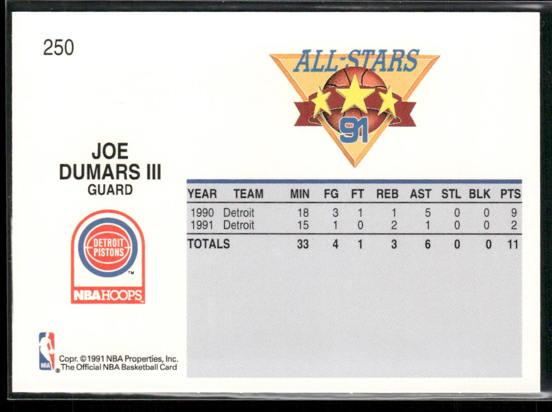 Joe Dumars 1991-92 Hoops #250 Detroit Pistons