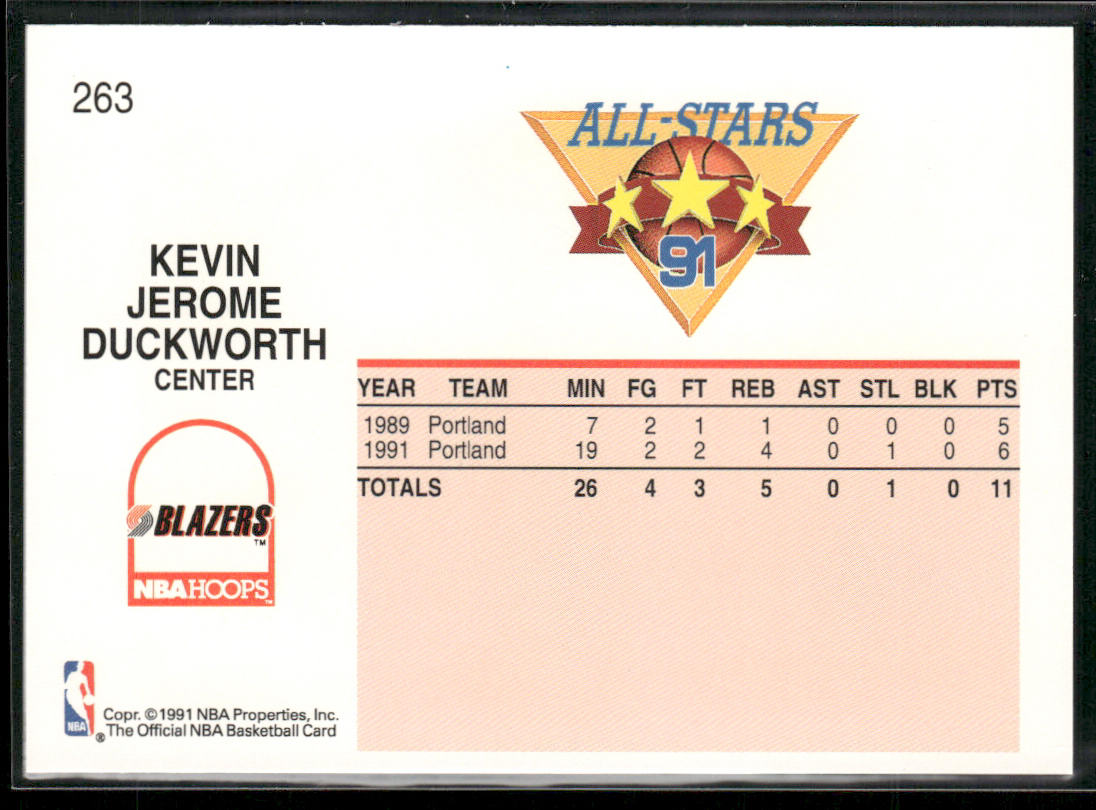 Kevin Duckworth 1991-92 Hoops #263 Portland Trail Blazers