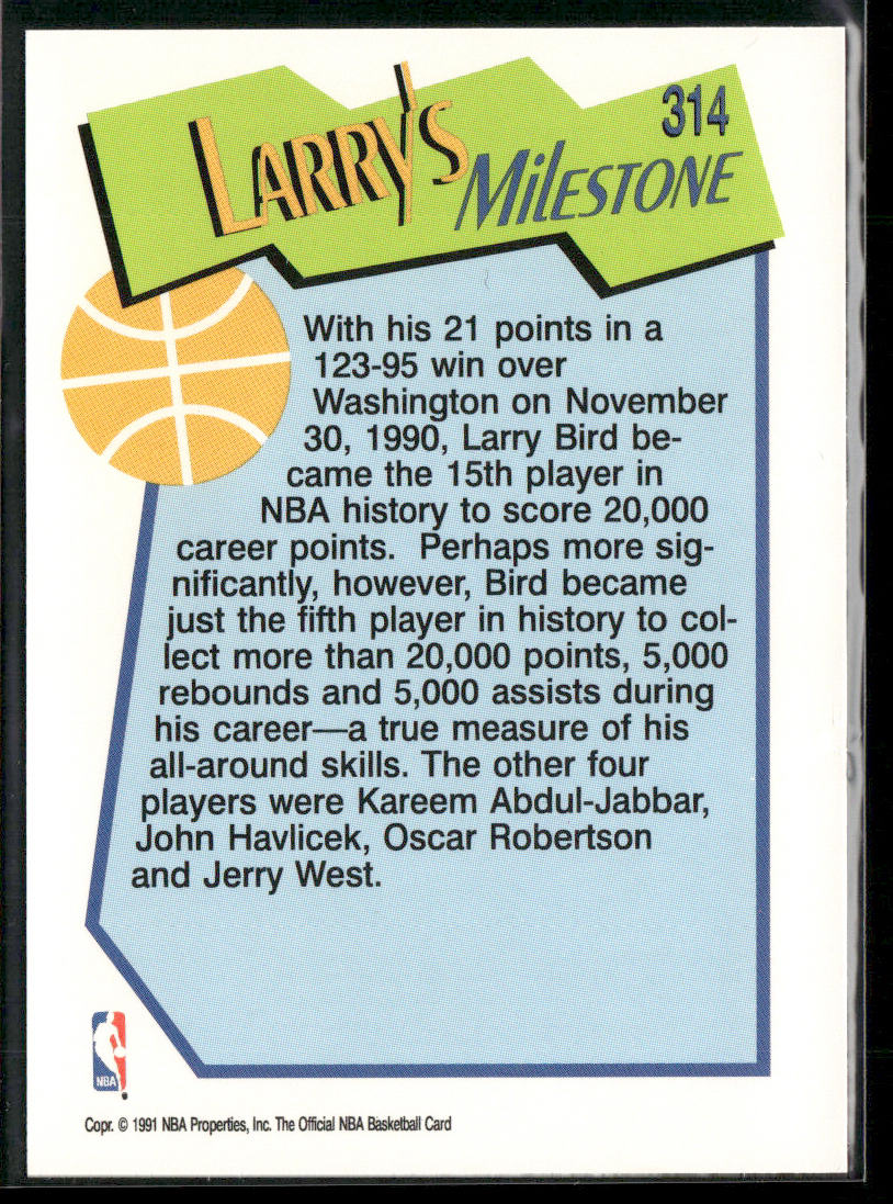 Larry Bird 1991-92 Hoops #314 Boston Celtics