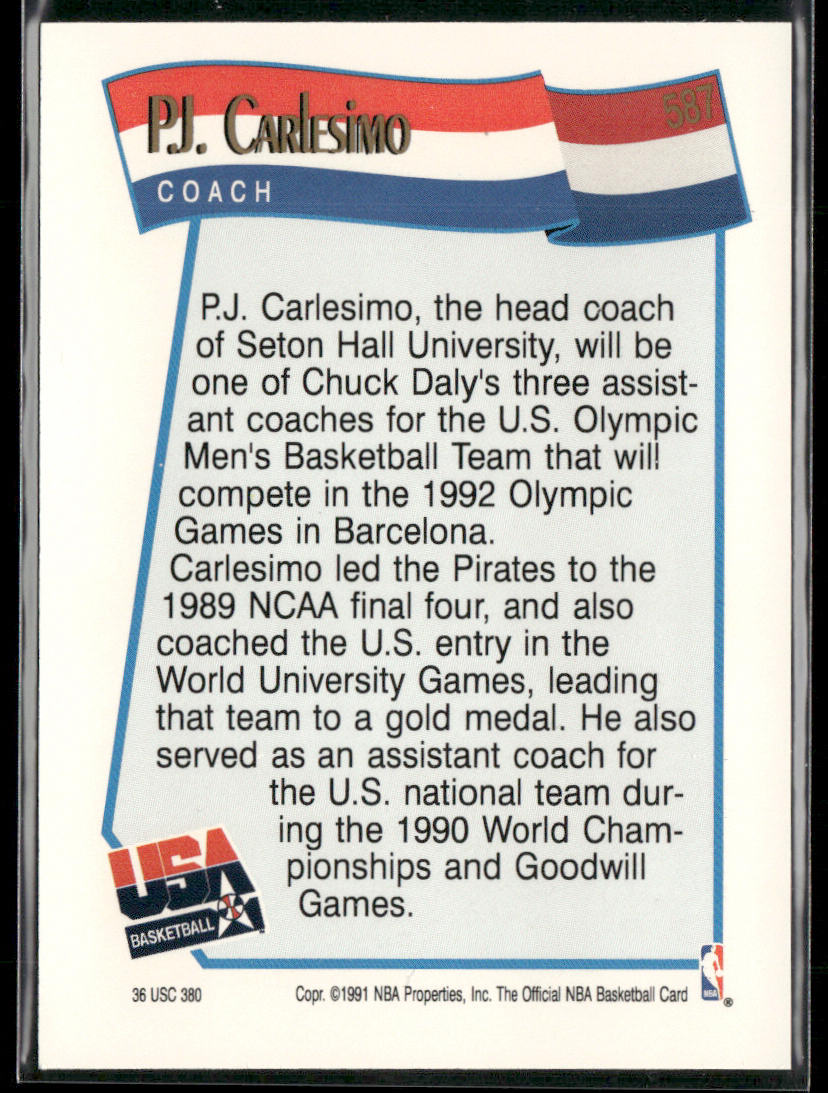 P.J. Carlesimo 1991-92 Hoops #587 USA