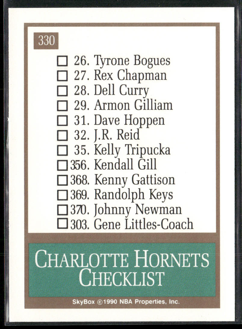 Charlotte Hornets Logo/Checklist CL 1990-91 SkyBox #330 Charlotte Hornets