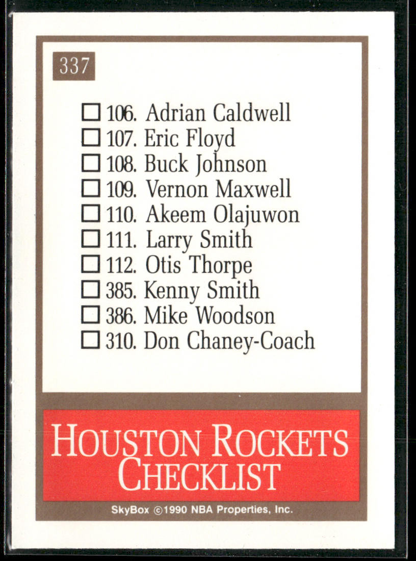 Houston Rockets Logo/Checklist CL 1990-91 SkyBox #337 Houston Rockets